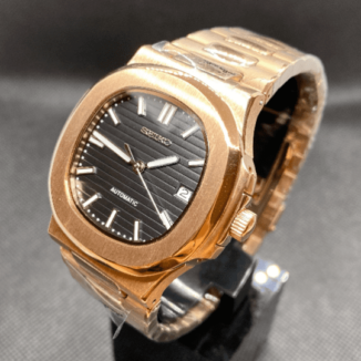 seiko nautilus mod rose gold black dial