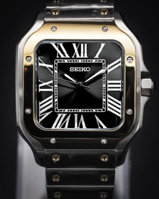 seiko santos mod black dial two tone